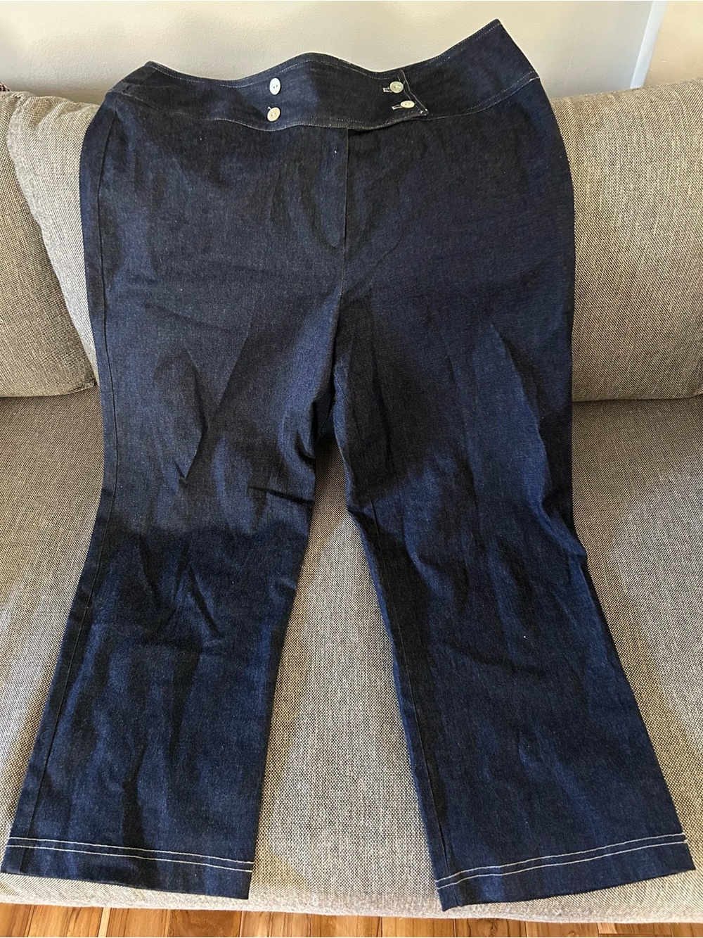 Wide Leg Dark Blue Denim Pants